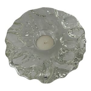 Orrefors Sweden Vintage Heavy Crystal Glass Walnut Candle Votive Holder